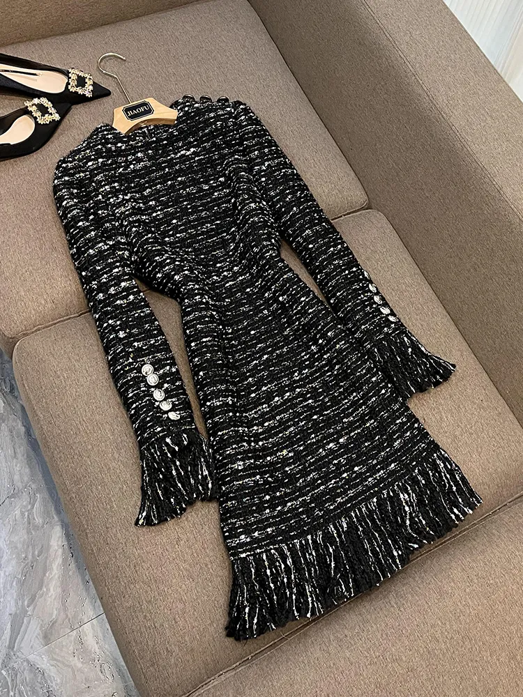 princess polly baby blue dress 2023 Black Glitter Tweed Long Sleeve Dress With Tassel Trim – Knee Length  Pencil Dress For Women From Risabeira, $69.76 In Bulk