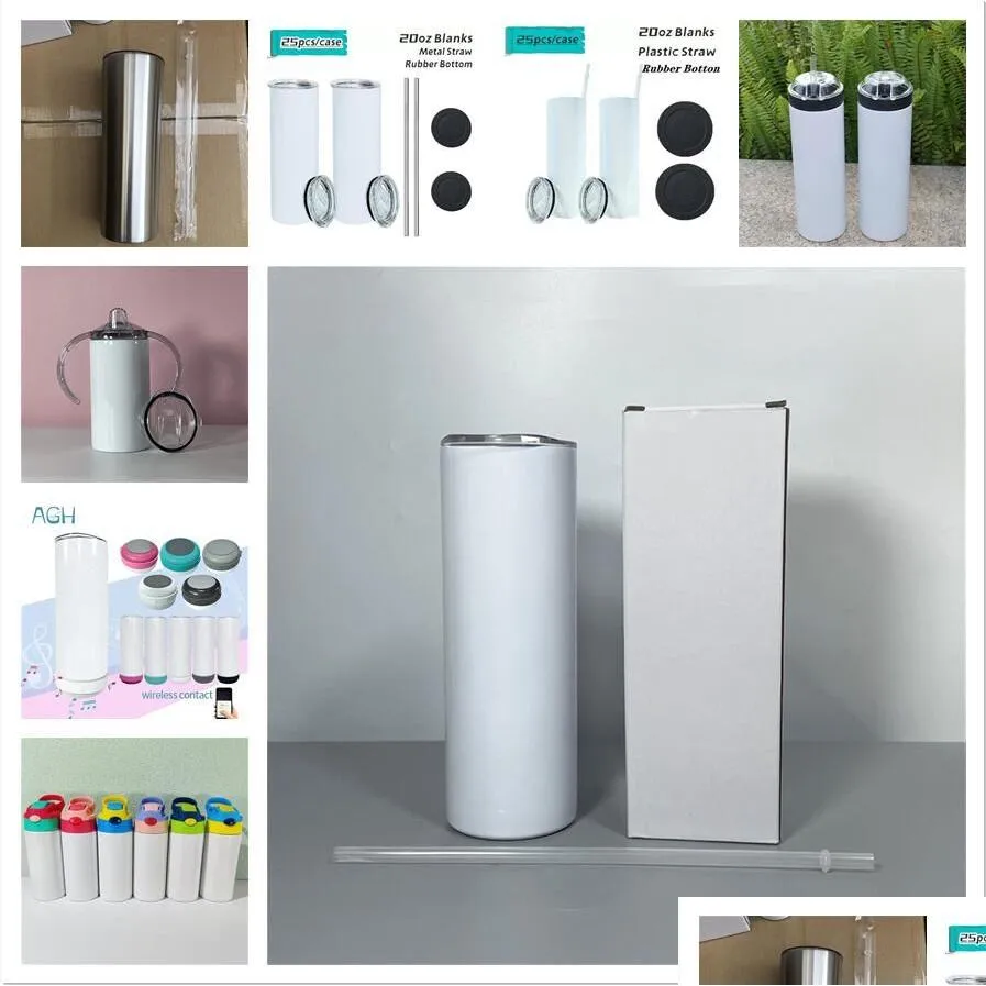 20oz Sublimation White Skinny Hogg Sublimation Tumblers With Lid And