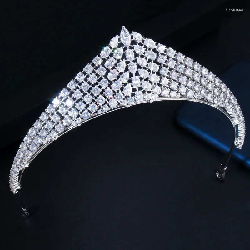 Fermagli per capelli ThreeGraces Brillante Cubic Zirconia Pietra Tiara da sposa Corone da donna Per la sposa Accessori Gioielli per feste HA114