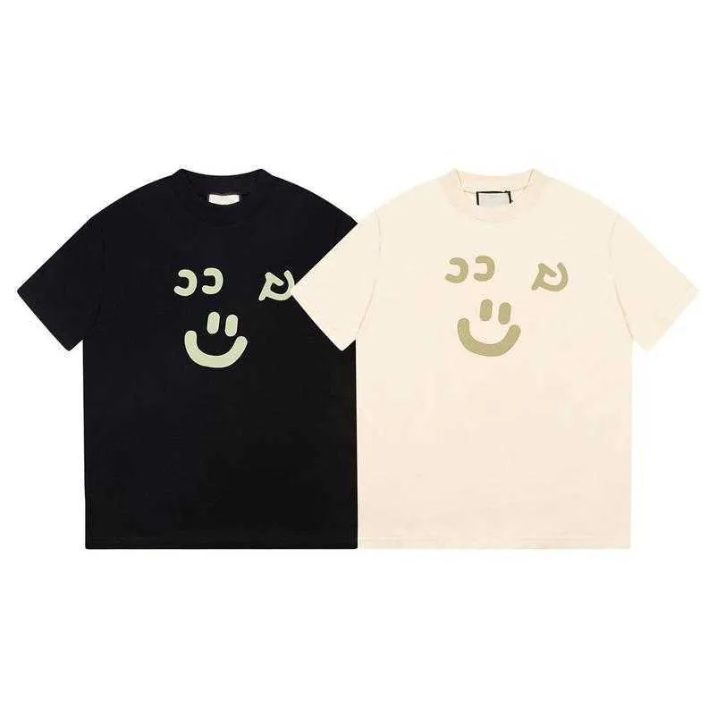 2023 New designer womens t shirt high-end Shirt 2023 Smiling Face Slogan Couple Summer Channel Restricted Item Loose Sleeve