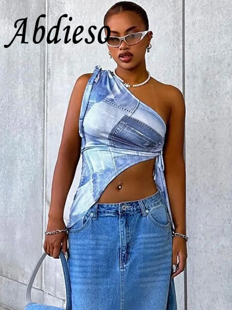 Camisoles Tanks Abdieso2023 Tie Dye Print Summer Sexy Regureal Crop Top Women Y2K Streetwea