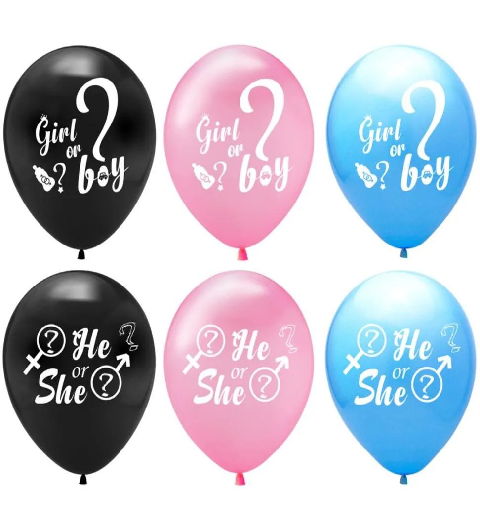 Decorazione per feste Ragazzo Ragazza Palloncini 12 pollici Sesso Rivela Lui o lei Palloncini in lattice Nero Blu Rosa Bianco Globos gonfiabili Giocattoli Baby9037823