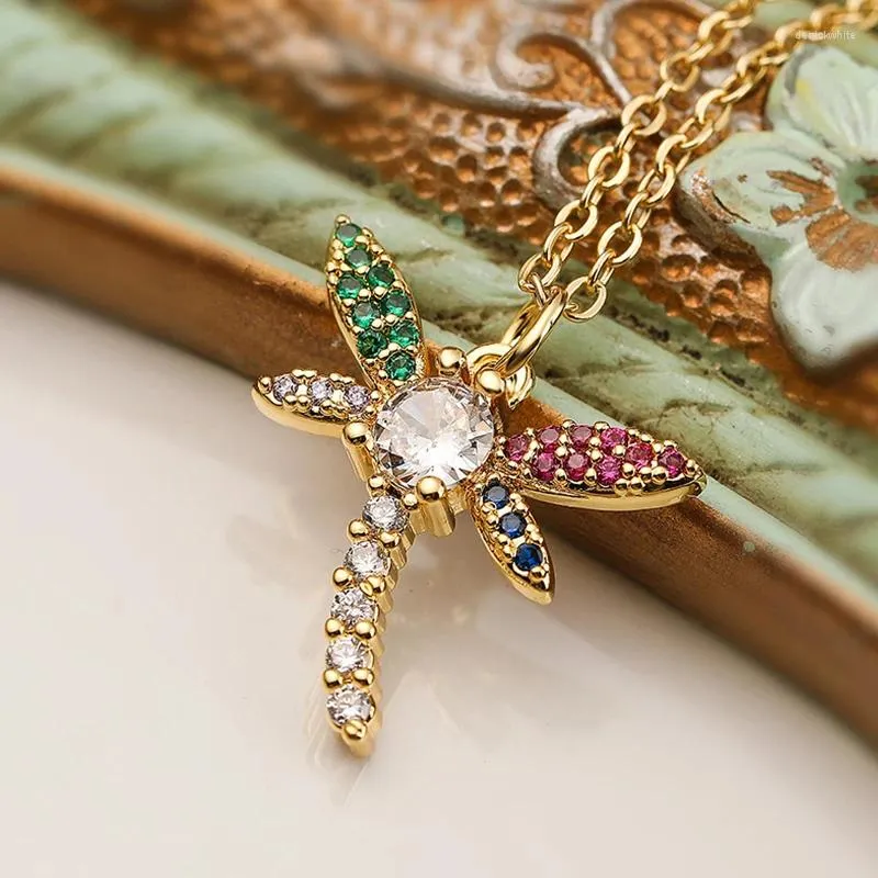 Hanger Kettingen Bohemen Luxe Vrouwen Dragonfly Ketting Klassieke Vintage Esthetische INS Zirkonia Mode-sieraden