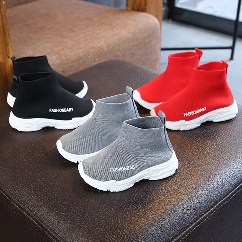 Sneakers 1-6 Years Baby Sneaker Kids Loafers Tenis Casual Shoes Boys Solid Slip-On Knitted Sock Shoes Toddler Girl Sport Running Shoes 230410