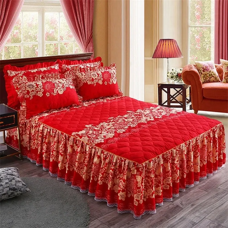 Sängkjol Bedäcke Luxury King Size Spets sängkläder förtjockad non slip Bed Läder King Size 230410