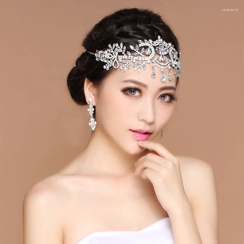 Hair Clips Gorgeous Crystal Bride Wedding Crown Tiara Accessories Bridal Head Chain Headband Women Jewelry Hairbands