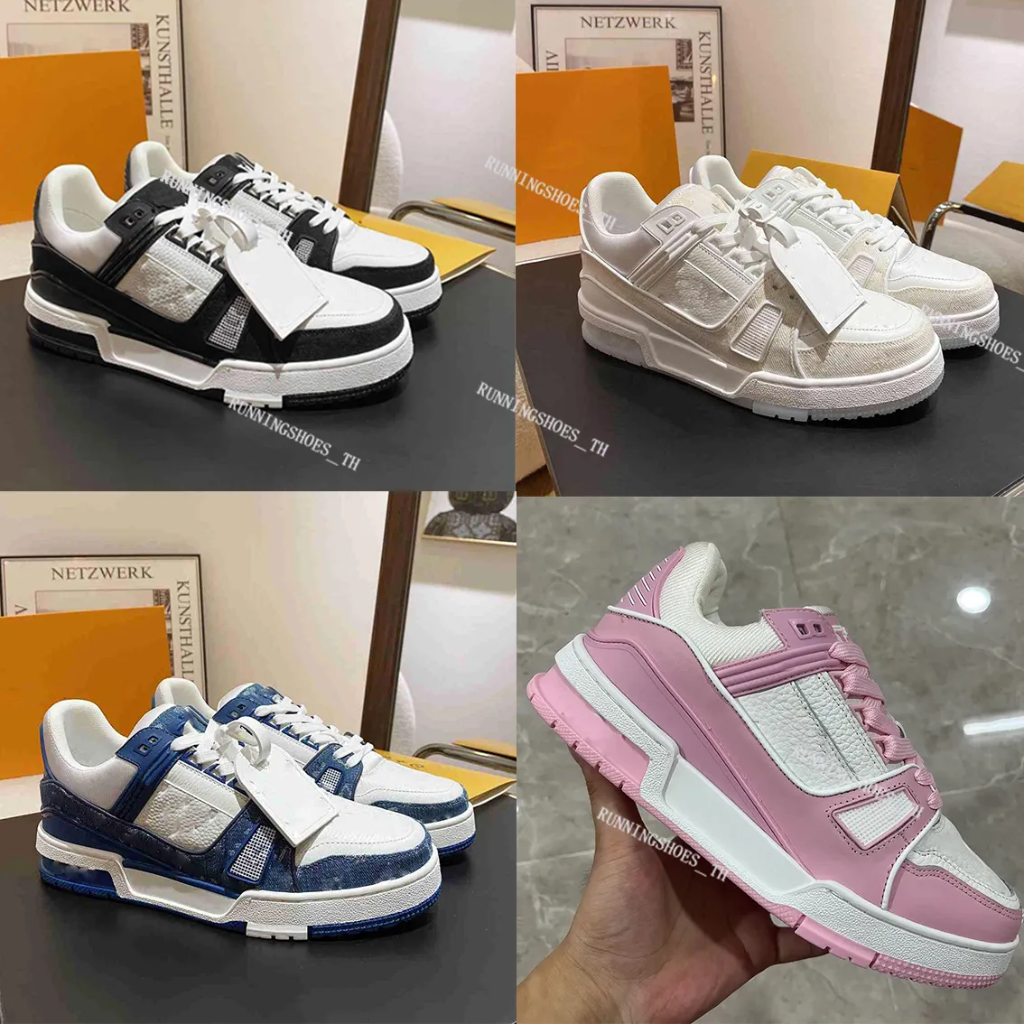 Marken-Designer-Sneaker Herrenschuhe Damen-Plattform-Sneaker Klassische Vintage-Trainer Mesh-Schuh-Kombination Große Sohle Druck-Trainer Mit Box