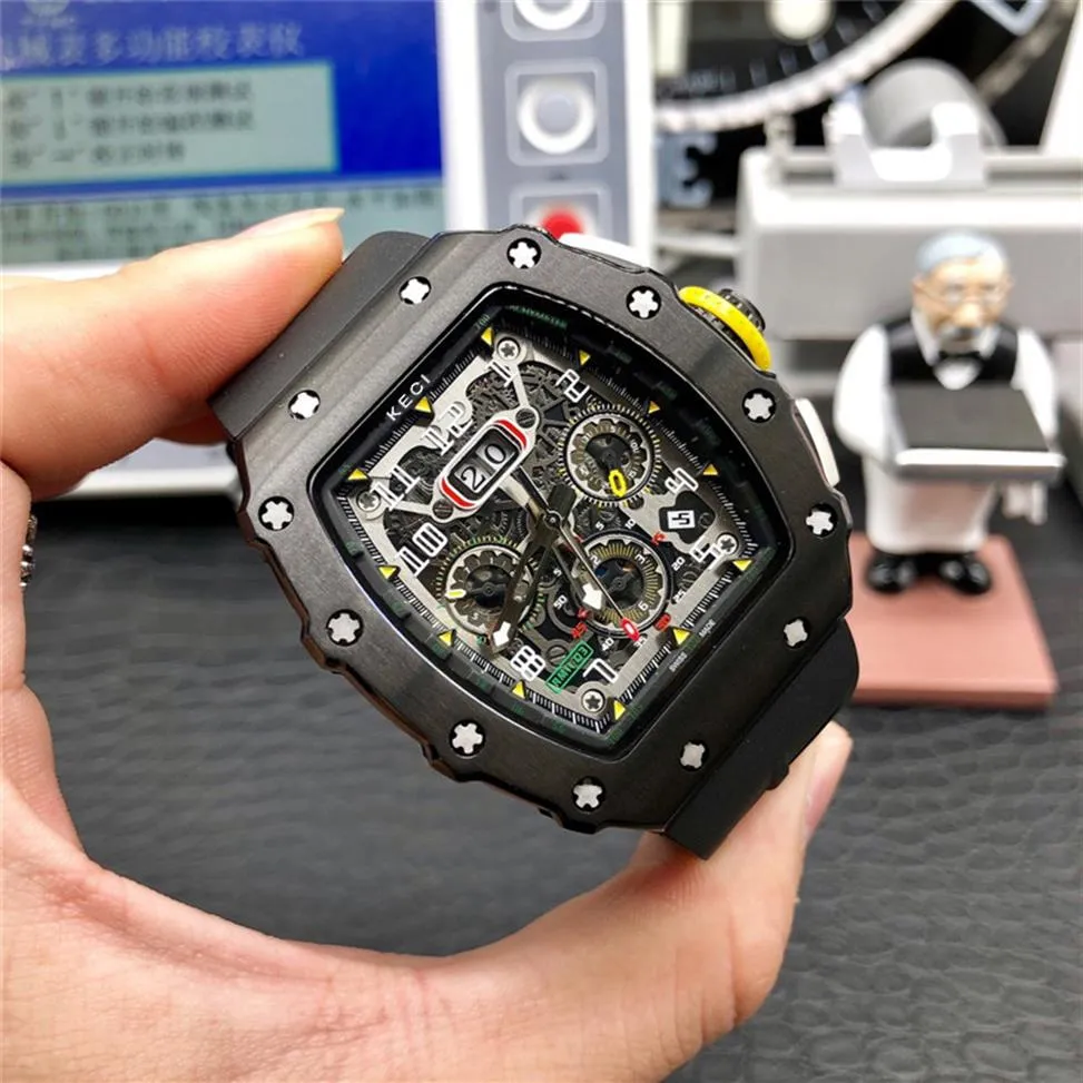 Heren luxe roestvrijstalen limitde-editie automatisch mechanisch horloge ontwerp horloges rubberen band RM11-03282v