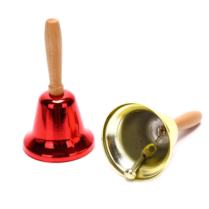 Santa Claus Metal Hand Bell Set Gold And Silver Jingle Bells For