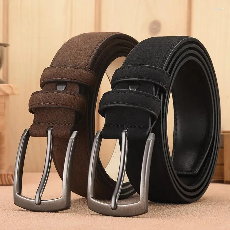 Ceintures Ceinture en daim pour hommes, tendance rétro, boucle en alliage, grande taille, véritable cadeau haut de gamme pour petit ami et papa Leren Riemen Heren