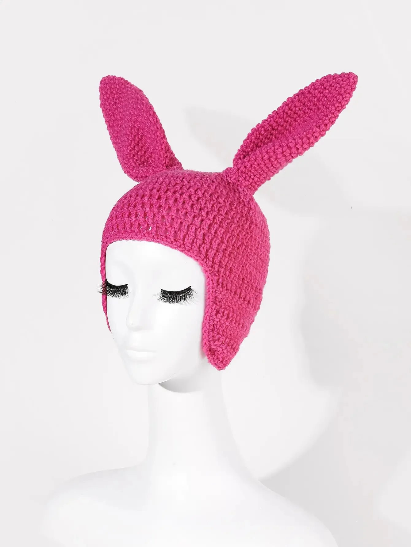 BeanieSkull Caps Fashion Women Knit Crochet Balaclava Hat Winter Ears Beanie Handmade Rabbit Hats 231109