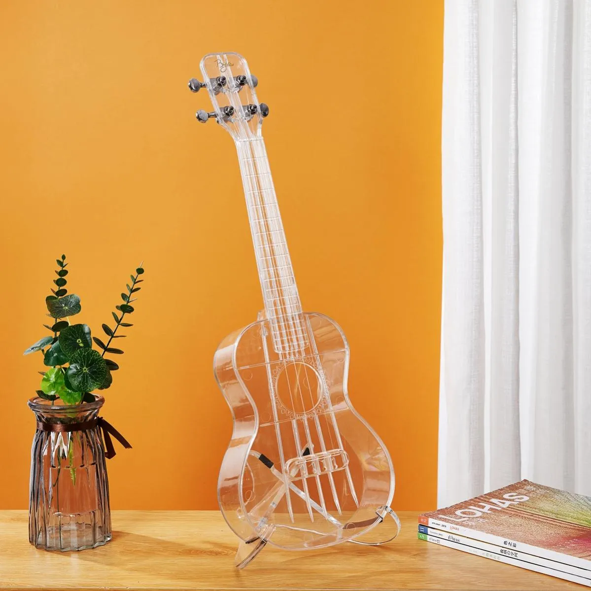 23 Inch Concert Ukulele Transparent PC Unibody Lightweight Candy Color 4 Strings Guitar Ukelele Musical Gifts for Kids Children