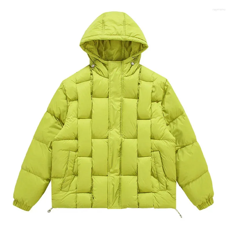 Vestes d'homme hiver chaud manteau rembourré hommes hip hop harakuju puffer vêtements d'extérieur parka couleur unie à capuche streetwear