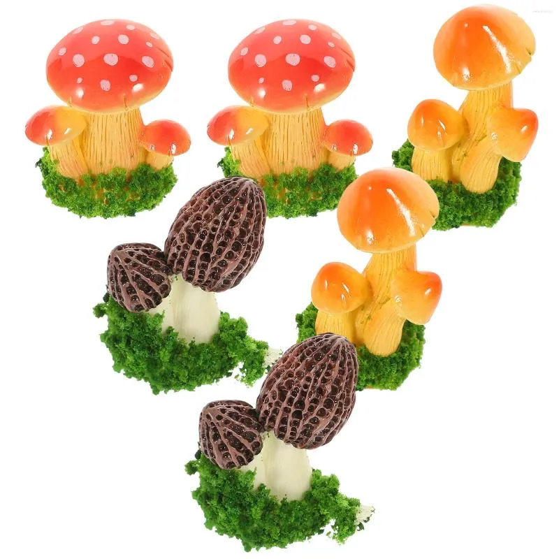 Décorations de jardin 6 pcs gâteau champignon ornement faux champignons mini statue miniature bibelots ornements bonsaï