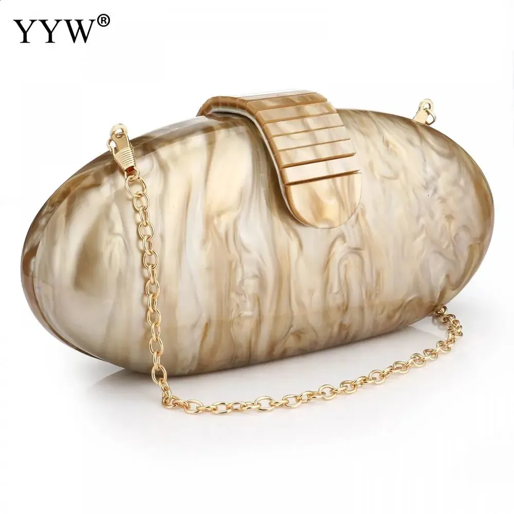 Kvällspåsar mode plånbok kvinnor akryl söt lång runda kväll väska kvinna marmor lyx party prom handbag casual clutch sac a main 231110