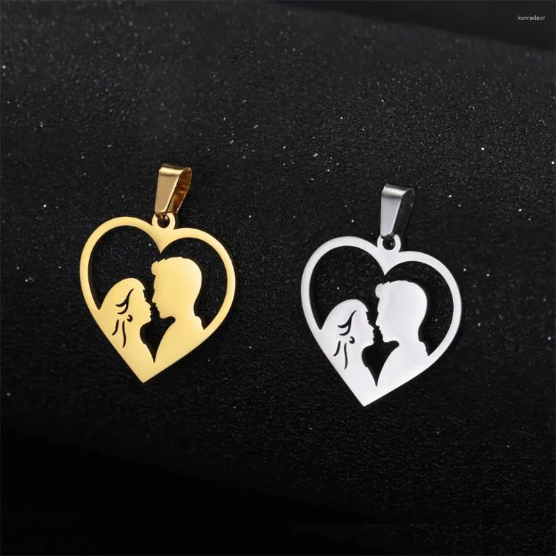 Charmes 5 pcs/Lot pendentifs amoureux romantiques accessoire en acier inoxydable coeurs d'amour pour la fabrication de bijoux bricolage femmes collier boucle d'oreille charme