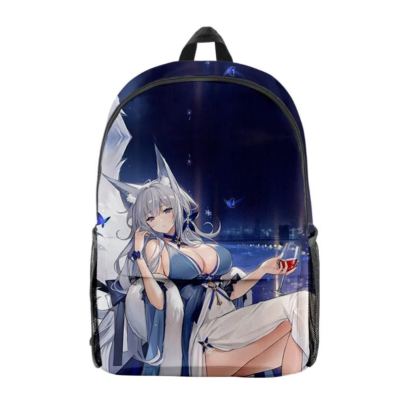 バックパックゲームAzur Lane 3D Printed Men Women Primer Middle School Students Oxford Bag High Capacition Travel