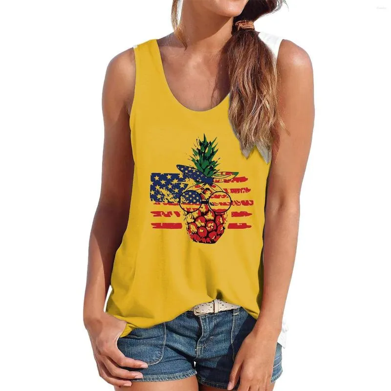 Damen T-Shirts Damen Ananas Weste Print Shirt Top