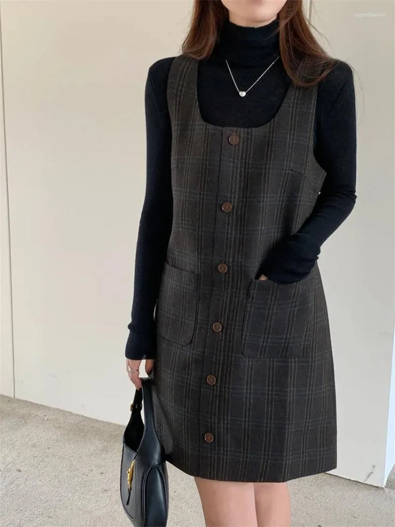 Sukienki robocze Obce Kitty Chic Office Lady Suits Women Mock Szyja Knitte Sweters Autumn Vintage Slim Slim Vest Mini sukienka Eleganckie zestawy