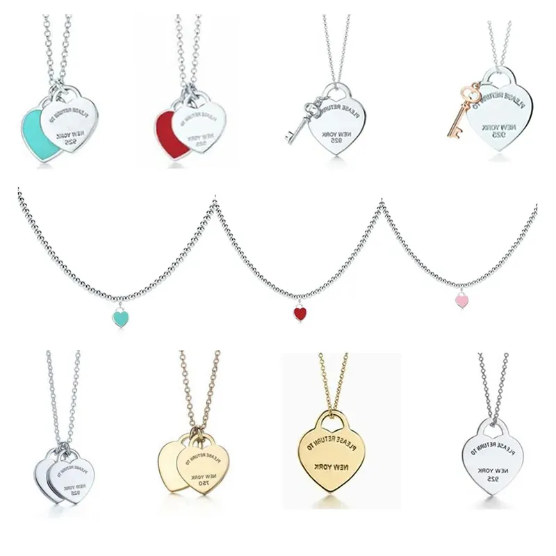 Tiffanyans Gouden Hart Ketting Dames Roestvrij Staal 10mm 15mm 19mm Hanger Mode Paar Ketting Valentijnsdag Sieraden Groothandel