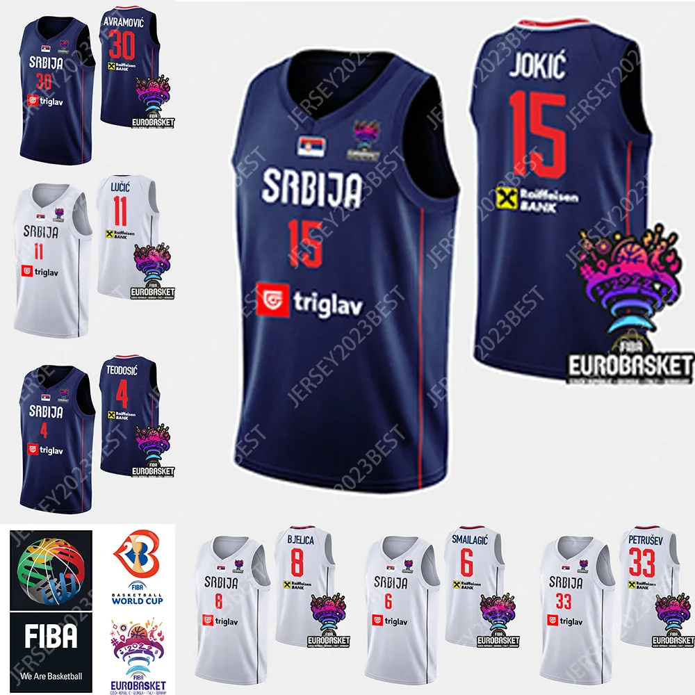 Maillot de basket-ball de l'équipe nationale de Serbie Eurobasket 2022 4 Milos Teodosic 15 14 Dusan Ristic 30 Aleksa Avramovic 9 Vanja Marinkovic 10 Nikola Kalinic