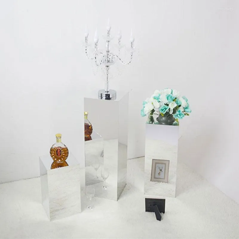 Décoration de fête Guide routier Mariage acrylique miroir piliers carrés Mariage Anniversaire bébé douche décorations pour