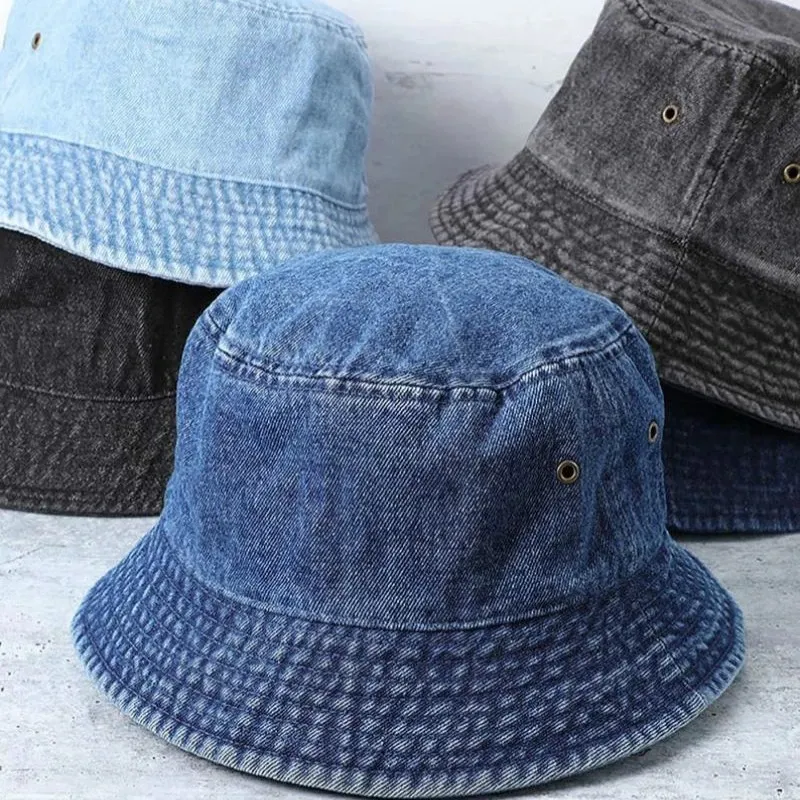 Vintage 100% Cotton Canvas Denim Bucket Hat Casual Outdoor Packable Fishing Hiking Safari Boonie Hat.