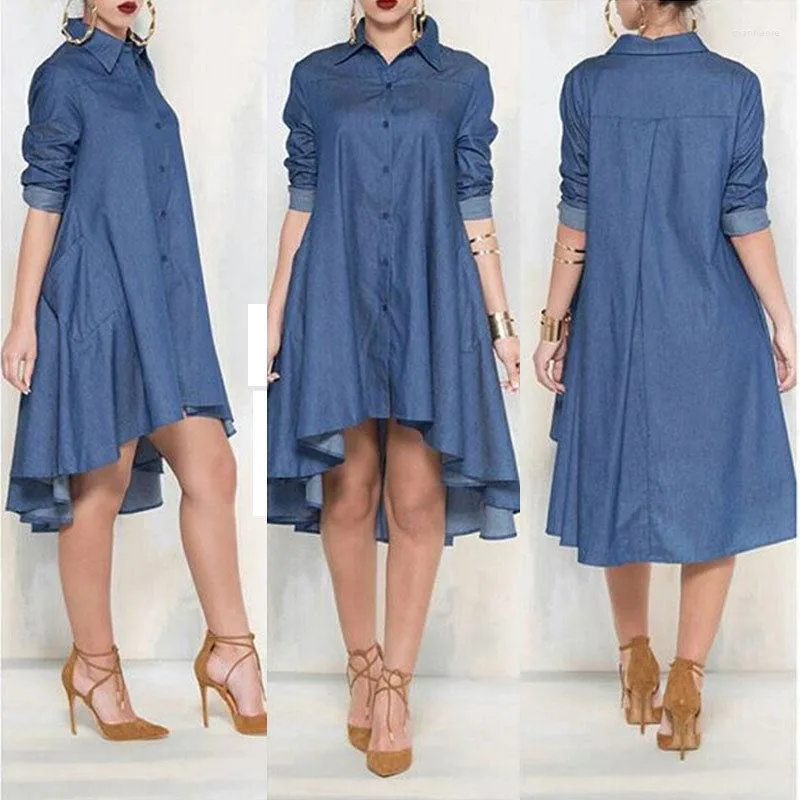 Women's Blouses Sexy Women Lady 2023 Irregular Denim Chiffon Casual Loose Jeans Blouse Shirts Sundress Cocktail Party Outfits Top