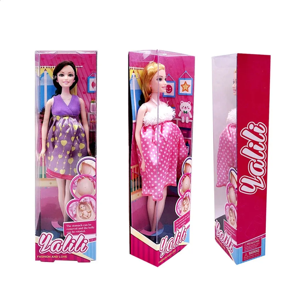 Bonecas moda casa de boneca acessórios para grávida 1 boneca 1 vestido com caixa bonita presente de aniversário crianças brinquedos 231109