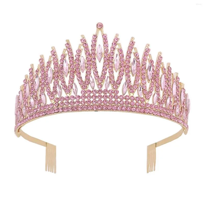 Haarspangen Brautkrone Kopfbedeckung Hochzeit Geburtstag Kopfschmuck Rosa Strass Retro Luxus Accessoires für Frauen