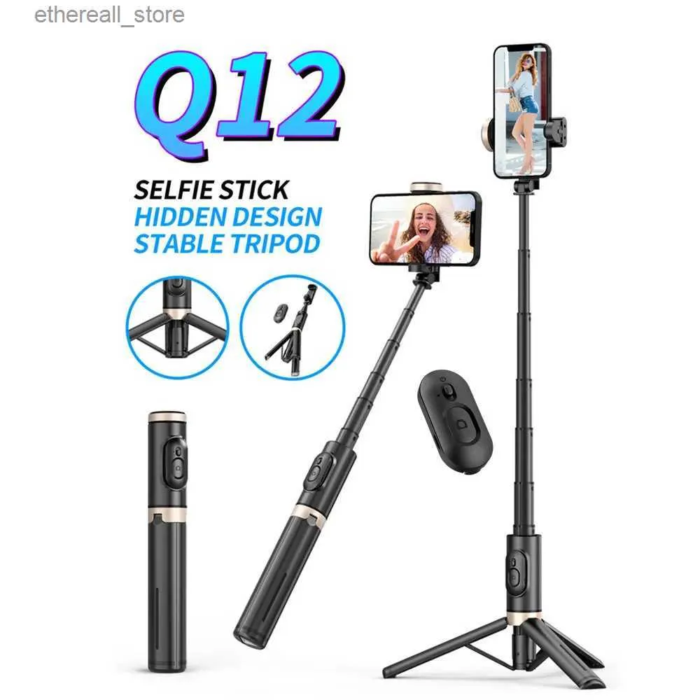 Selfie Monopods Bluetooth Kablosuz Handheld Selfie Stick Tripod Uzaktan Monopod IPhone 14 13 Pro Max Telefon Canlı Q231110
