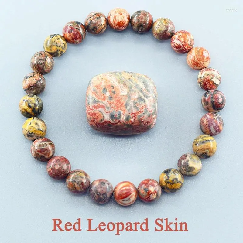 Link pulseiras natural vermelho pele de leopardo jade pedra pulseira homme yoga meditação energia cura jóias para mulheres pulseira elástica pulseira