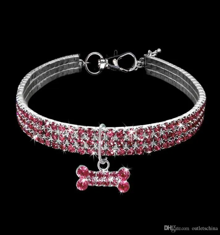 Bling Rhinestone Pet Cat Collar Alloy Diamond Puppy Pets Collars Leashes For Little Medium Dogs S M L Jewelry dog accessories5014685