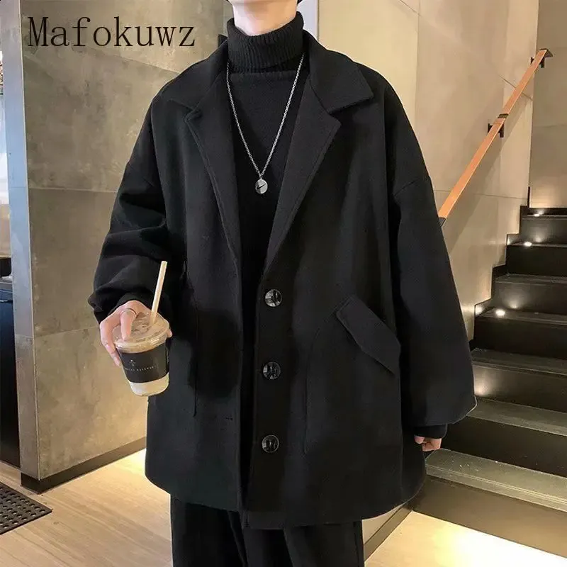 Męskie mieszanki wełny wysoko japońsko wełniany płaszcz Mężczyzn Mężczyzna marka Autumn Hongkong Style Koreańska wersja młodzieżowa Przystojna wszechstronna płaszcz 231109