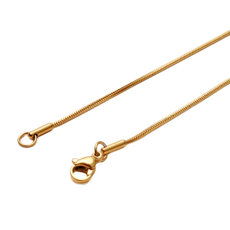 1.2mm Stainless Steel Snake Bone Link Chains For Pendant Necklaces Fashion Women Kids Party Gold Color Jewelry