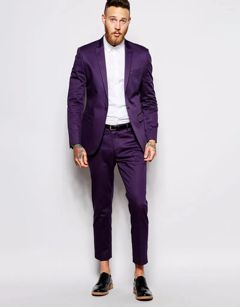 Costumes masculins pour hommes One Button Peak Abel Purple Purple Handsome Fashion Tuxedos Custome Homme Terno Masculino Slim Fit Blazer (pantalon de veste)