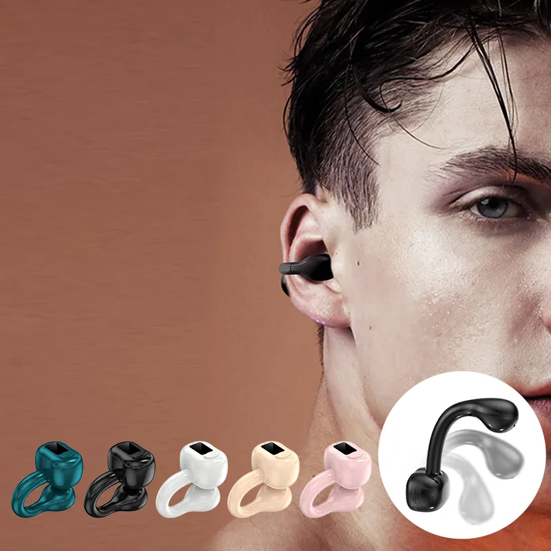 Acheter Écouteurs à Conduction osseuse Bluetooth 5.2, Clip d'oreille,  écouteurs sans fil, casques de sport, crochet d'oreille avec micro, nouveau