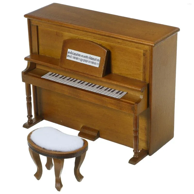 Trädgårdsdekorationer möbler miniatyr hus piano dekor prydnader tillbehör trä miniatyr