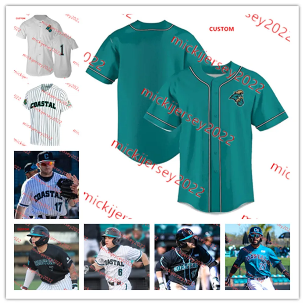 Blake Barthol Ty Dooley Coastal Carolina Baseball Jersey Zack Beach Custom Mens Tanner Garrison Dean Mihos Anthony Galason Coastal Carolina Chanticleers الفانيلة