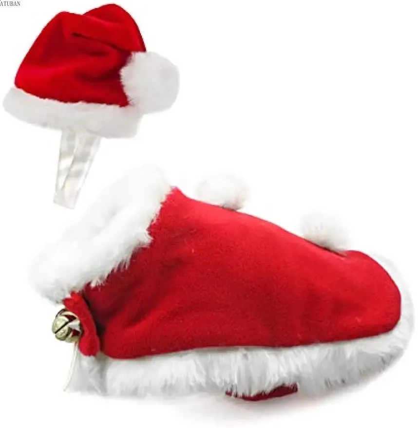 Vêtements pour chiens ATUBAN Costume de Noël pour animaux de compagnie Chat Santa Outfit Petit chien Chapeau de Noël avec manteau Ensemble Cat Year Apparel Costumes de chat 231110