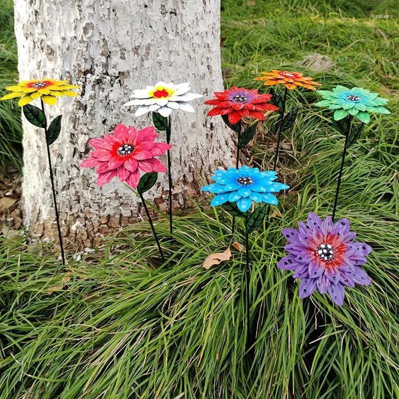 Decorações de jardim colorido 3d girassol estacas metal quintal decoração flor escultura arte decoração presente boêmio pátio