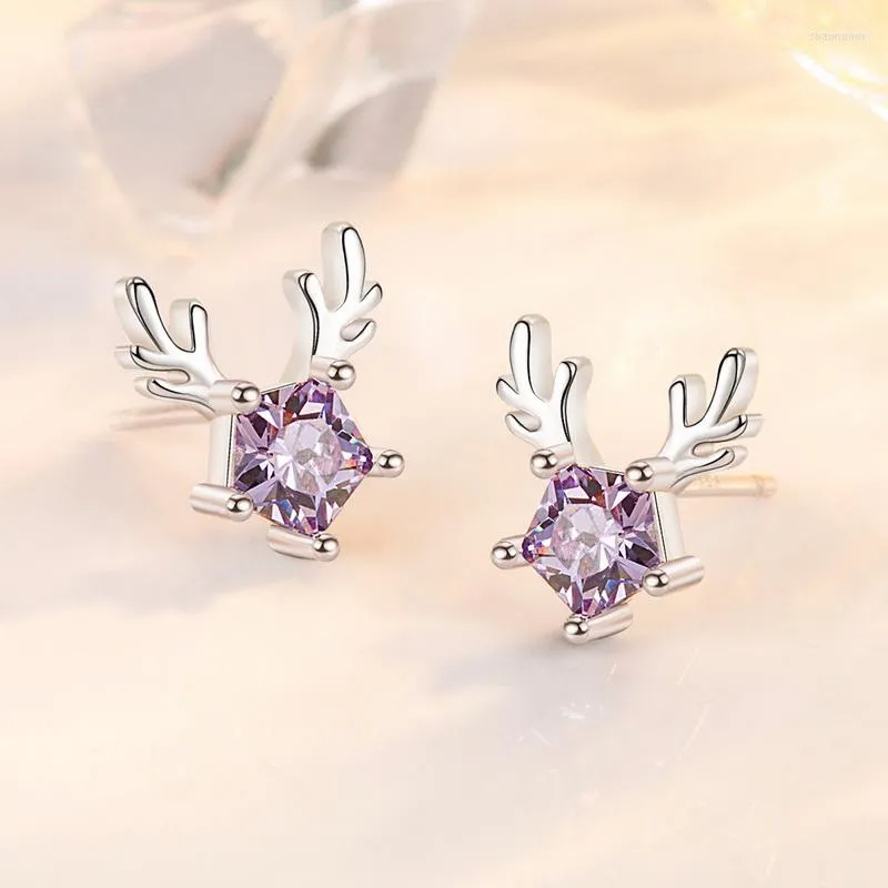 Stud Earrings Exquisite Christmas Zircon Deer Antlers For Women Xmas Party Elk Moon Snowflake Wedding Piercing Jewelry Girl Gift