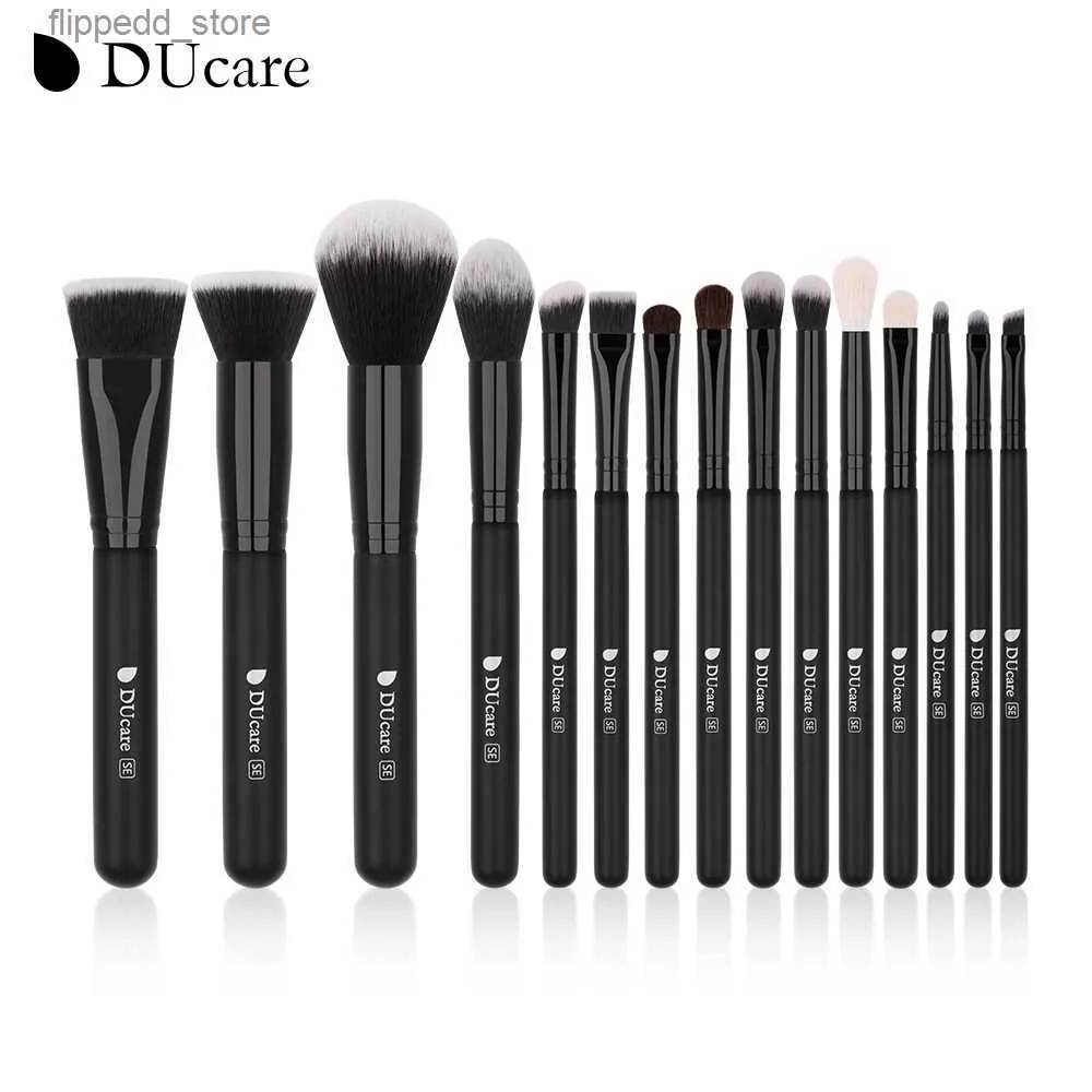 Makeup Brushes DUcare 15 pièces pinceaux de maquillage noir ensemble ombre à paupières poudre fond de teint correcteur pinceau cosmétique maquillage mélange outils de beauté Q231110