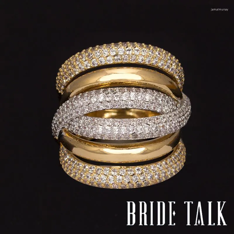 Bröllopsringar Brudprat lyxiga kvinnor Ring Cubic Zirconia Shiny Crystal Design Fashion Jewelry for Party Dating Presenttillbehör