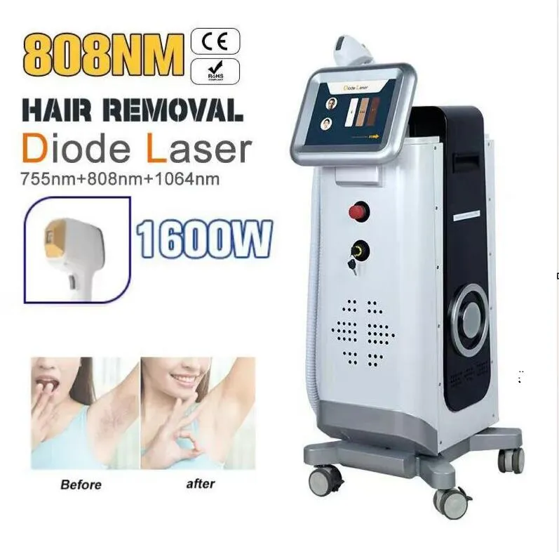 Directly effective 808nm Diode Laser Hair Removal Machine 1600 watts Ice 755nm 808nm 1064nmpainless Hair laser Skin Rejuvenation beauty machine