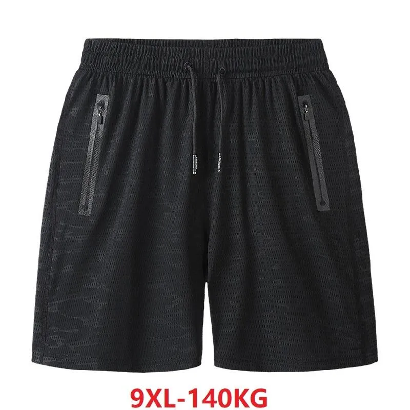 Men's Shorts Summer Men Quick Dry Sports Hole Ice Silk Workout Fitness Breathable Plus Size 7XL 8XL 9XL Oversize ZipperMen's