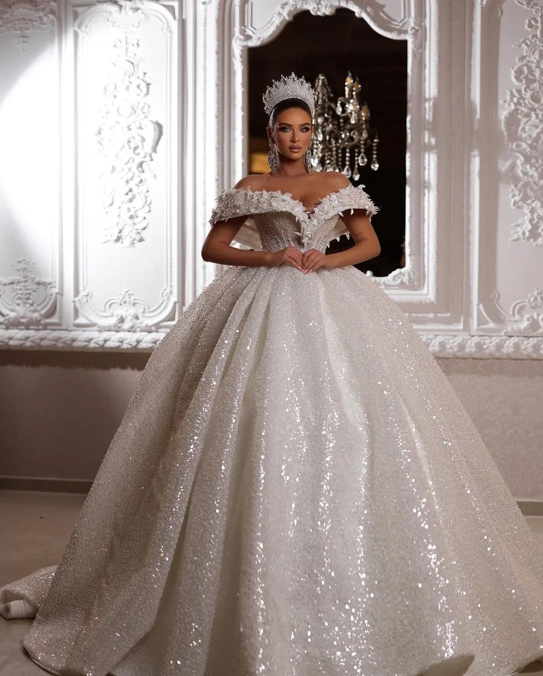 Sequin Ball Gown Wedding Dress: Sparkly Sleeveless Bridal Gown