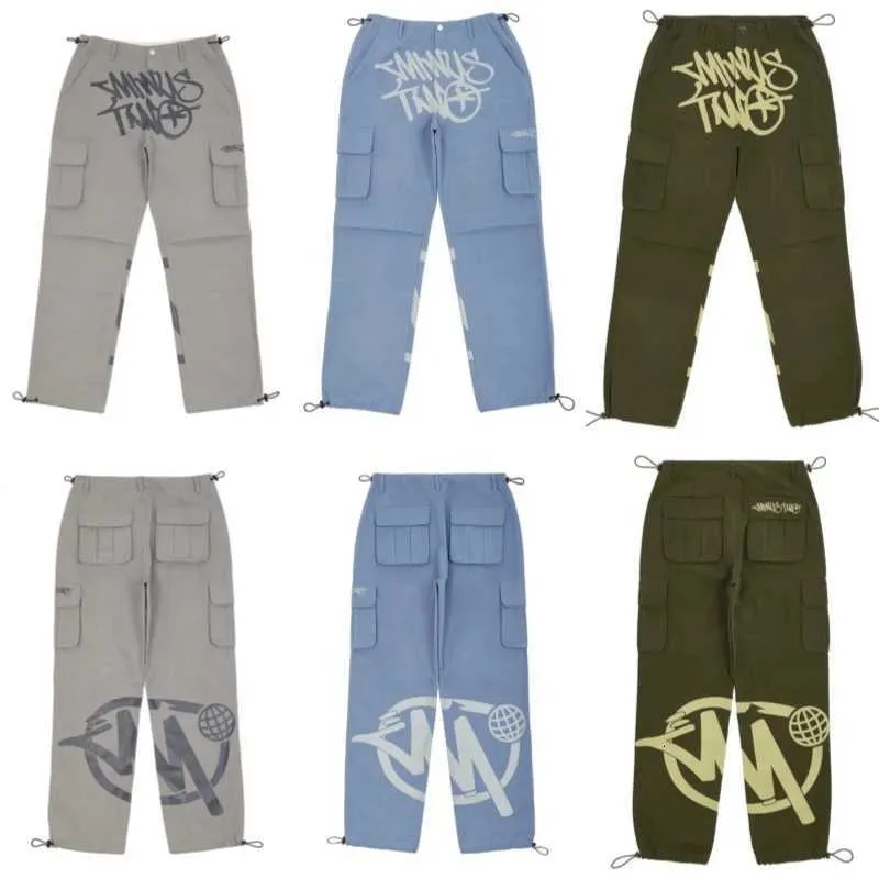 Harajuku Casual Punk Rock Straight Wide Leg Cargo Trousers Y2K Streetwear  Pants for Men