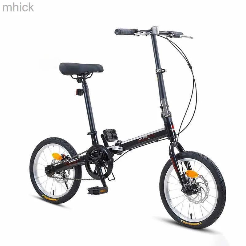 Pedais de bicicleta de bicicleta de 16 polegadas Bicicleta dobrável de bicicleta portátil Ultra-Light Feminino Diário Trabalho Diário Combate Mini Freio de Alto Carbono Estrutura de Aço Carbono M230410