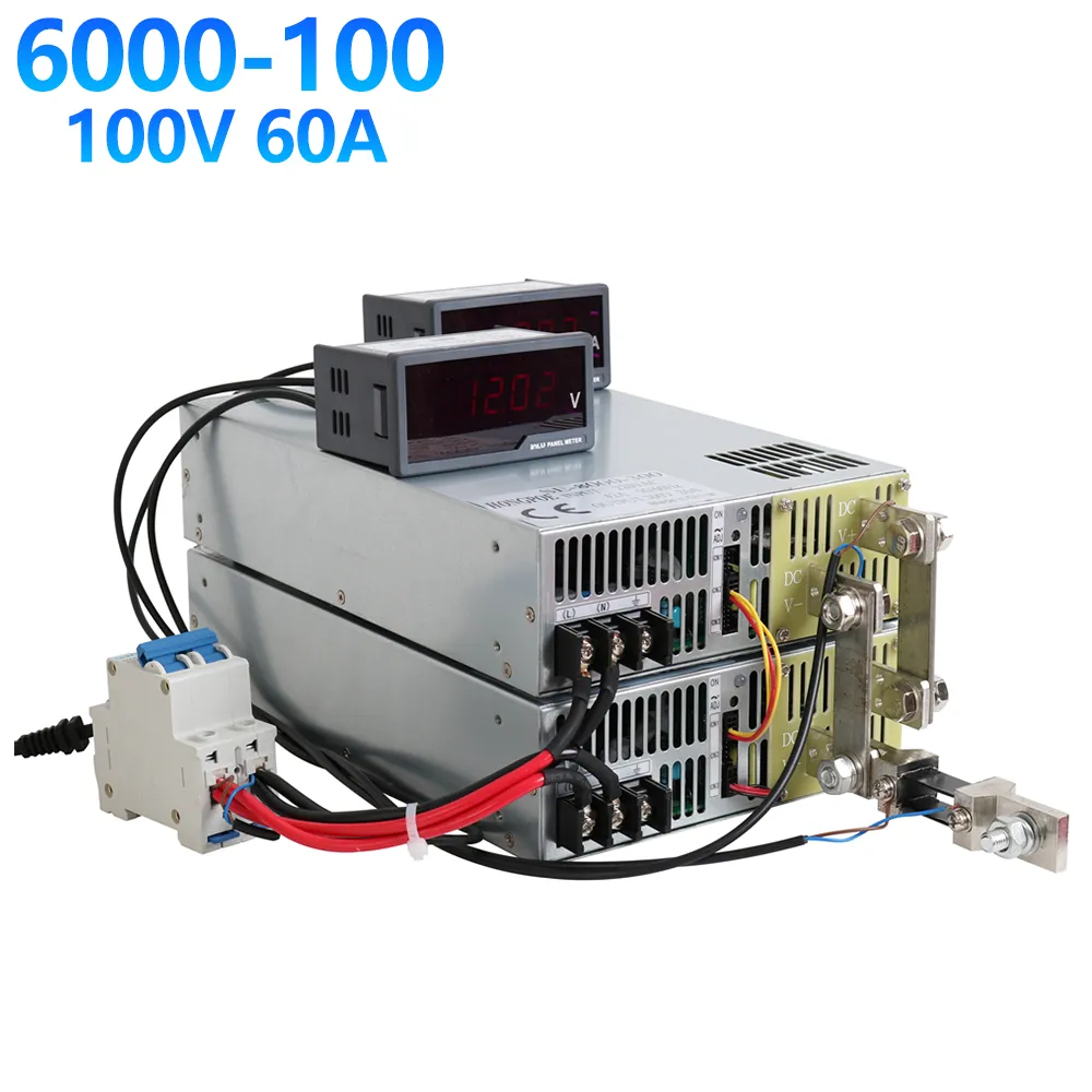 HONGPOE 6000W 60A 100V Power Supply 100V Transformer 0-5V Analog Signal Control 0-100V Adjustable 110VAC/220VAC input